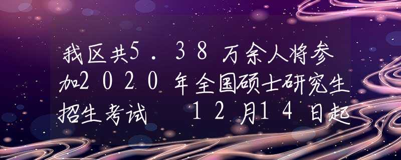 我区共5.38万余人将参加2020年全国硕士研究生招生考试  12月14日起可打印准考证