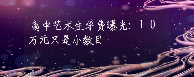 高中艺术生学费曝光：10万元只是小数目