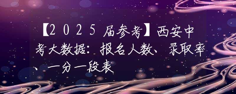 【2025届参考】西安中考大数据：报名人数、录取率、一分一段表