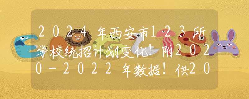 2024年西安市123所学校统招计划变化！附2020-2022年数据！供2025届参考！
