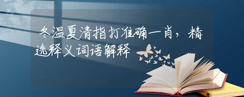 冬温夏清指打准确一肖，精选释义词语解释