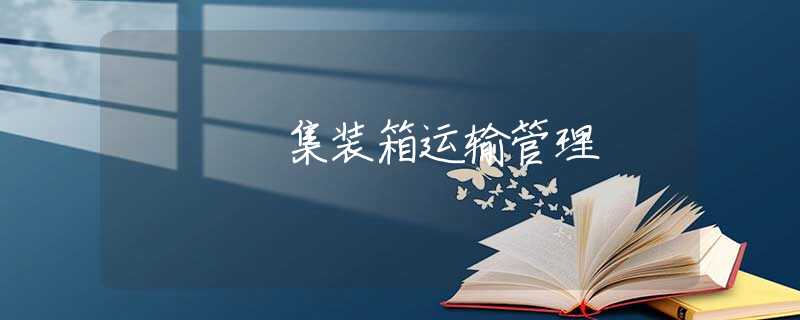 集装箱运输管理 集装箱运输管理
