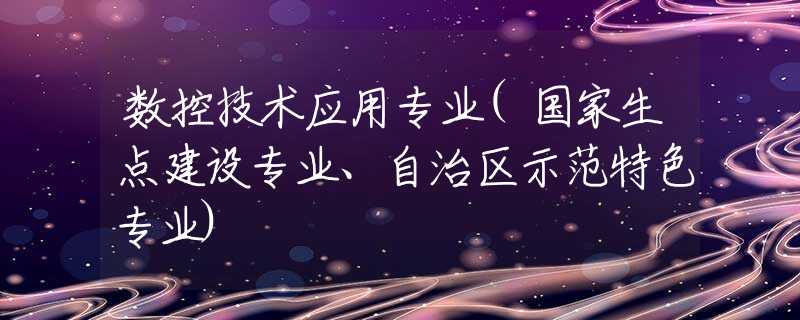 数控技术应用专业(国家生点建设专业、自治区示范特色专业)