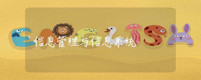 信息管理与信息系统 信息管理与信息系统